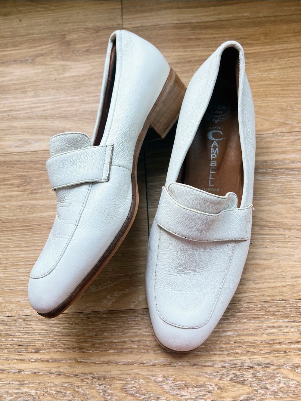Jeffrey Campbell White Leather Loafers with Block Heel 9.5